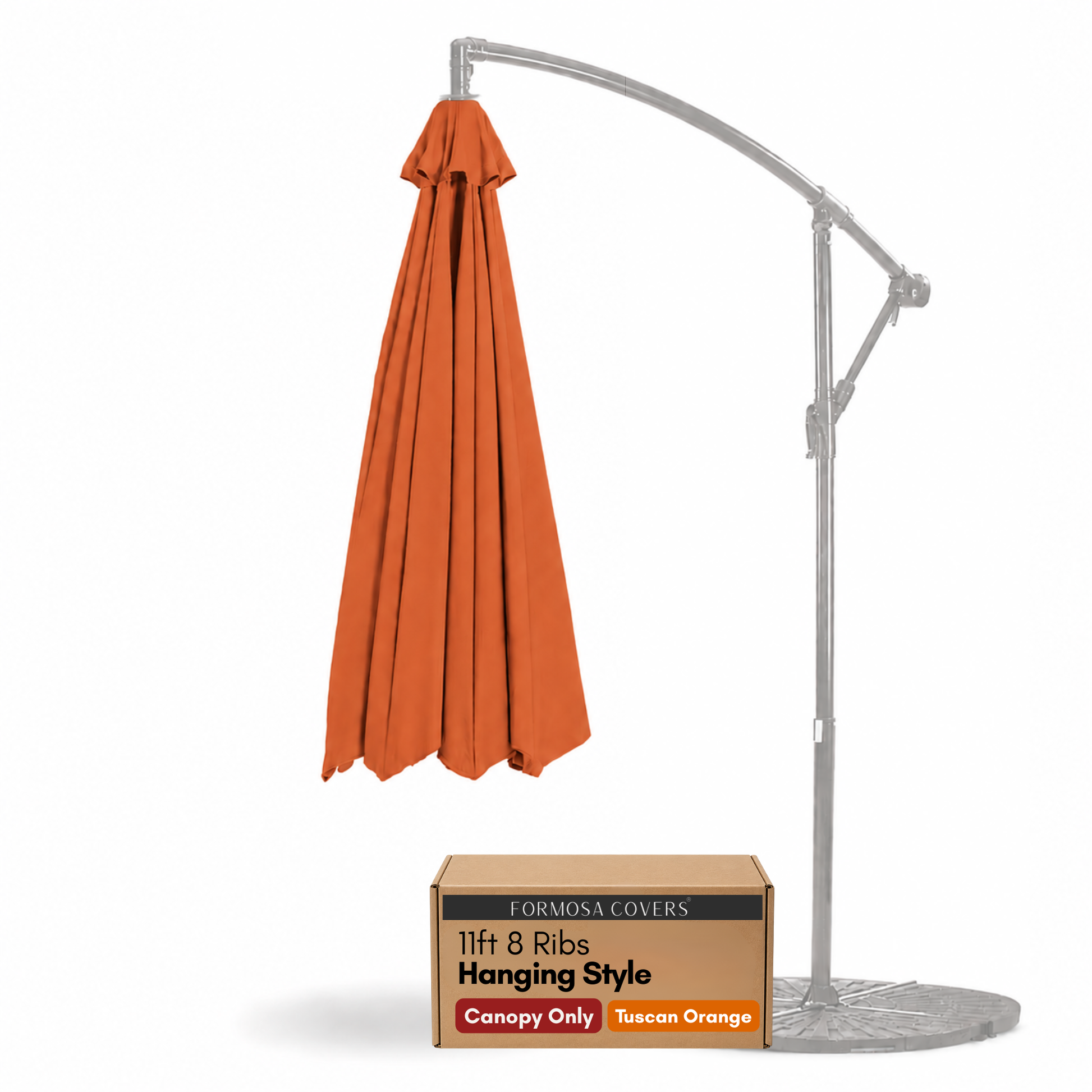 11ft Cantilever Hanging Umbrella 8 Rib Replacement Canopy Tuscan Orange - Formosa Covers