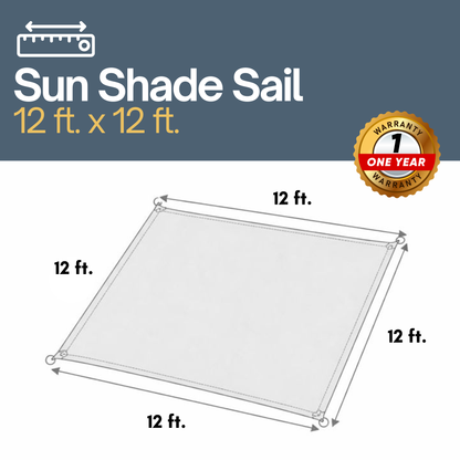 Sun Shade Screen Mesh Panel (12' x 12') with Grommets for Patio, Balconies, Gazebo & Pergola (Black Panel ONLY with Cords) - Formosa Covers