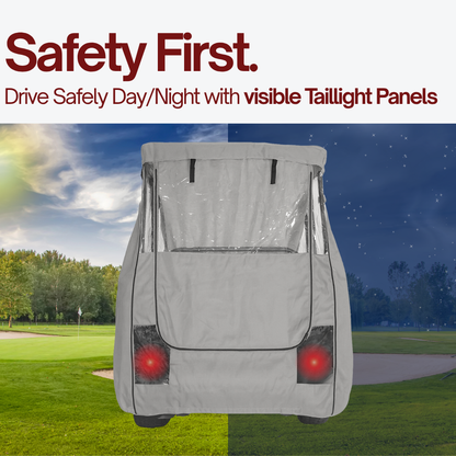 2+2 Passenger 3 Sided Driveable Golf Cart Enclosure for Short Roof 58"L Open Front - Grey