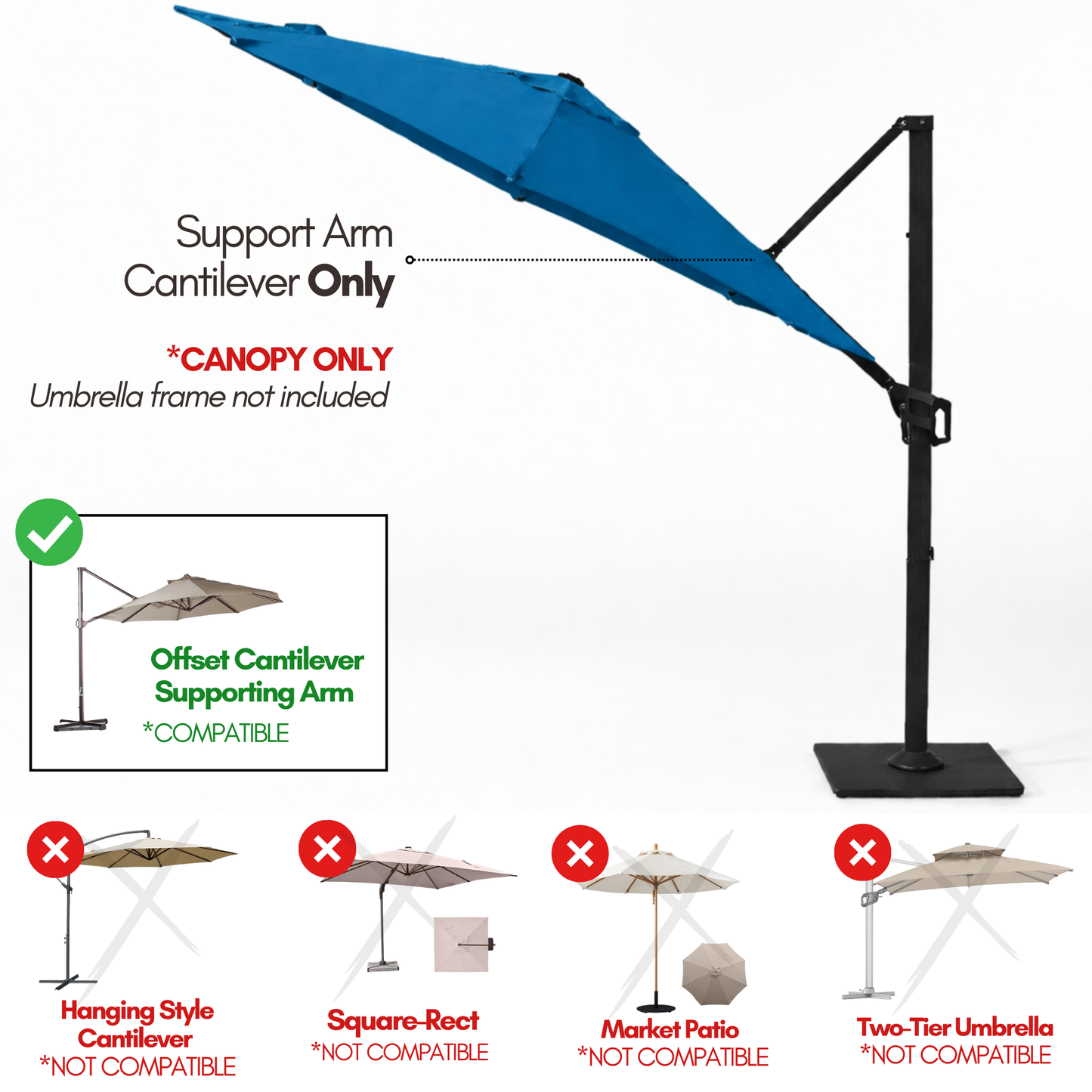 Formosa Covers 10 ft Cantilever Supported Bar Umbrella 8 Rib Replacement Canopy Capri Blue Olefin one_size
