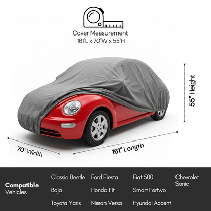 Car Cover for Volkswagen Beetle, Small Sports Car Amor 161"L x 70"W x 55"H Poly 200 Grey - Formosa Covers