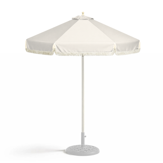9ft 8 Ribs Replacement Umbrella Canopy w/Fringed Valance in Off White (Canopy Only) - Formosa Covers
