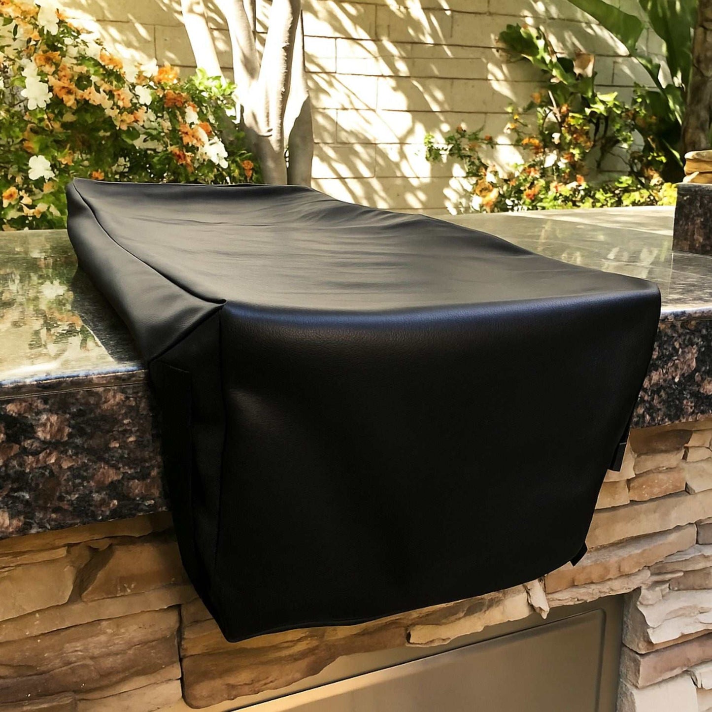 Outdoor Built-In Side Burner Cover in Black Vinyl 13.75"W x 30"D