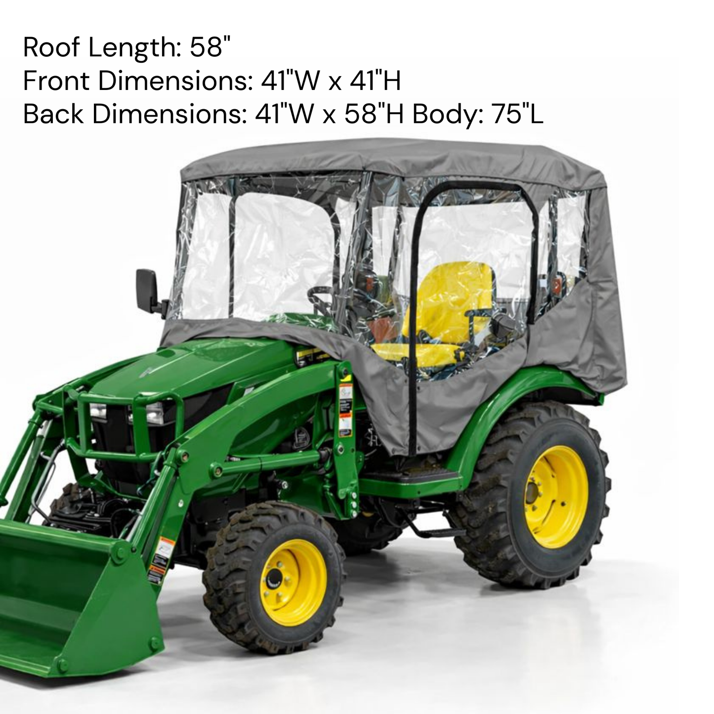 Tractor Enclosure Cab for Cold Weather & Rain Protection in Grey (Tractor Canopy Required) - Formosa Covers