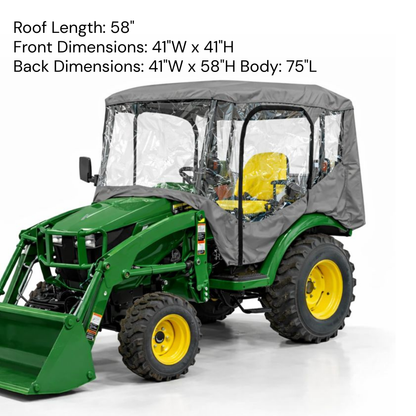 Tractor Enclosure Cab for Cold Weather & Rain Protection in Grey (Tractor Canopy Required) - Formosa Covers