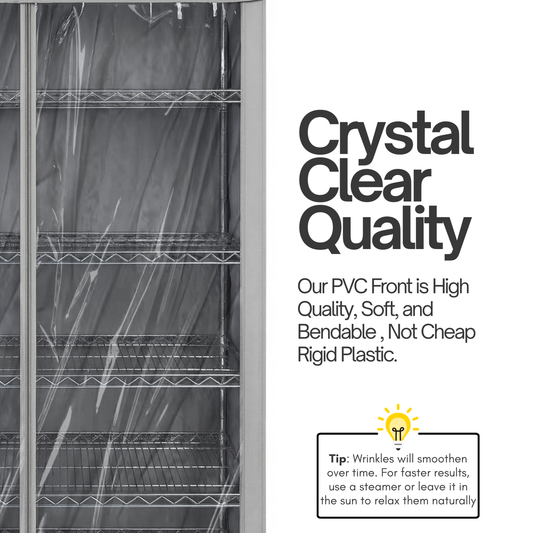 Storage Shelving Unit Cover, fits racks 72"W x 24"D x 75"H one side see through panel in Grey - Formosa Covers