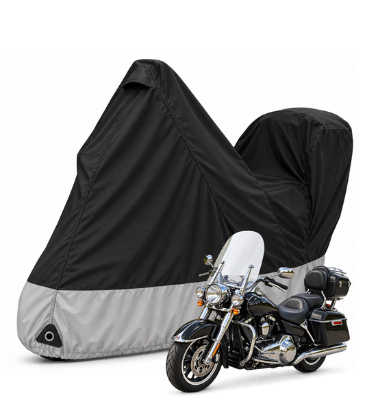 Deluxe Motorcycle Cover with Back Rack Trunk Pouch (XL) Black - Formosa Covers