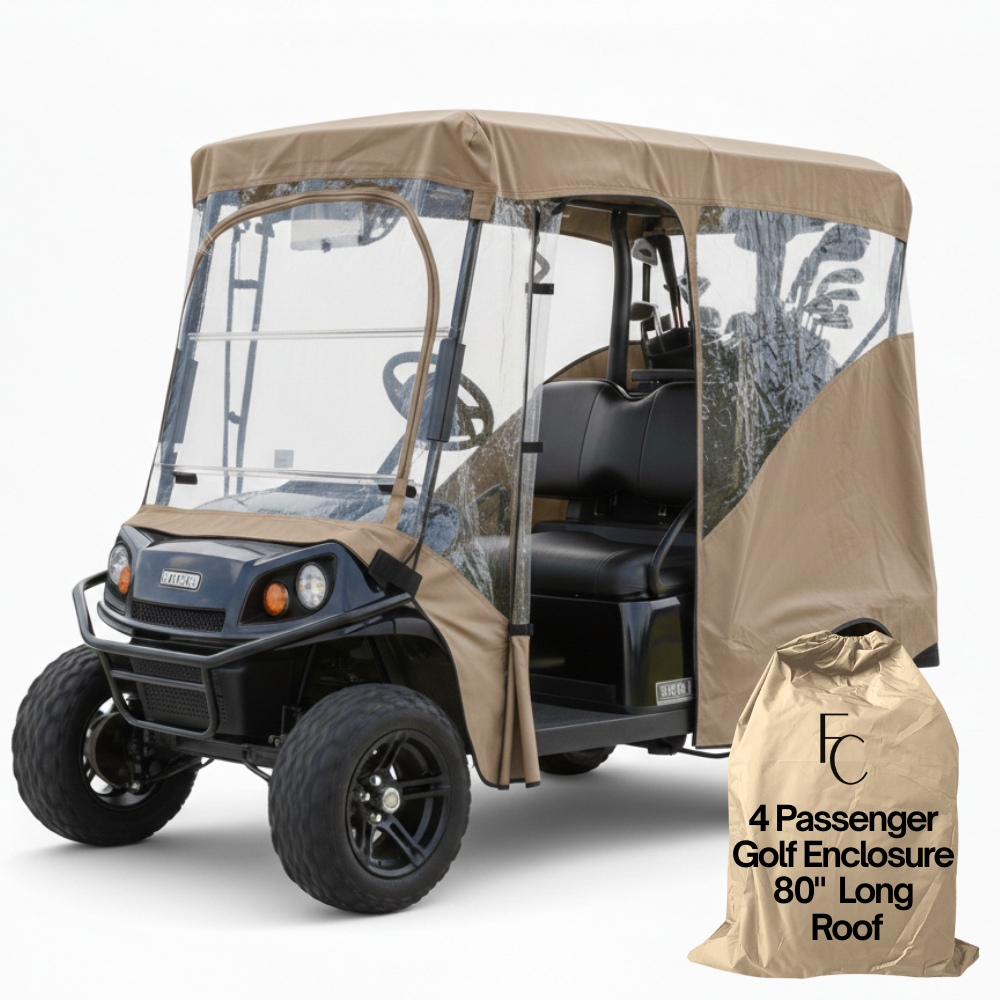 4 passenger golf cart driving enclosure cover taupe for 80 inch long roof 4-seater carts