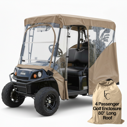 4 passenger golf cart driving enclosure cover taupe for 80 inch long roof 4-seater carts