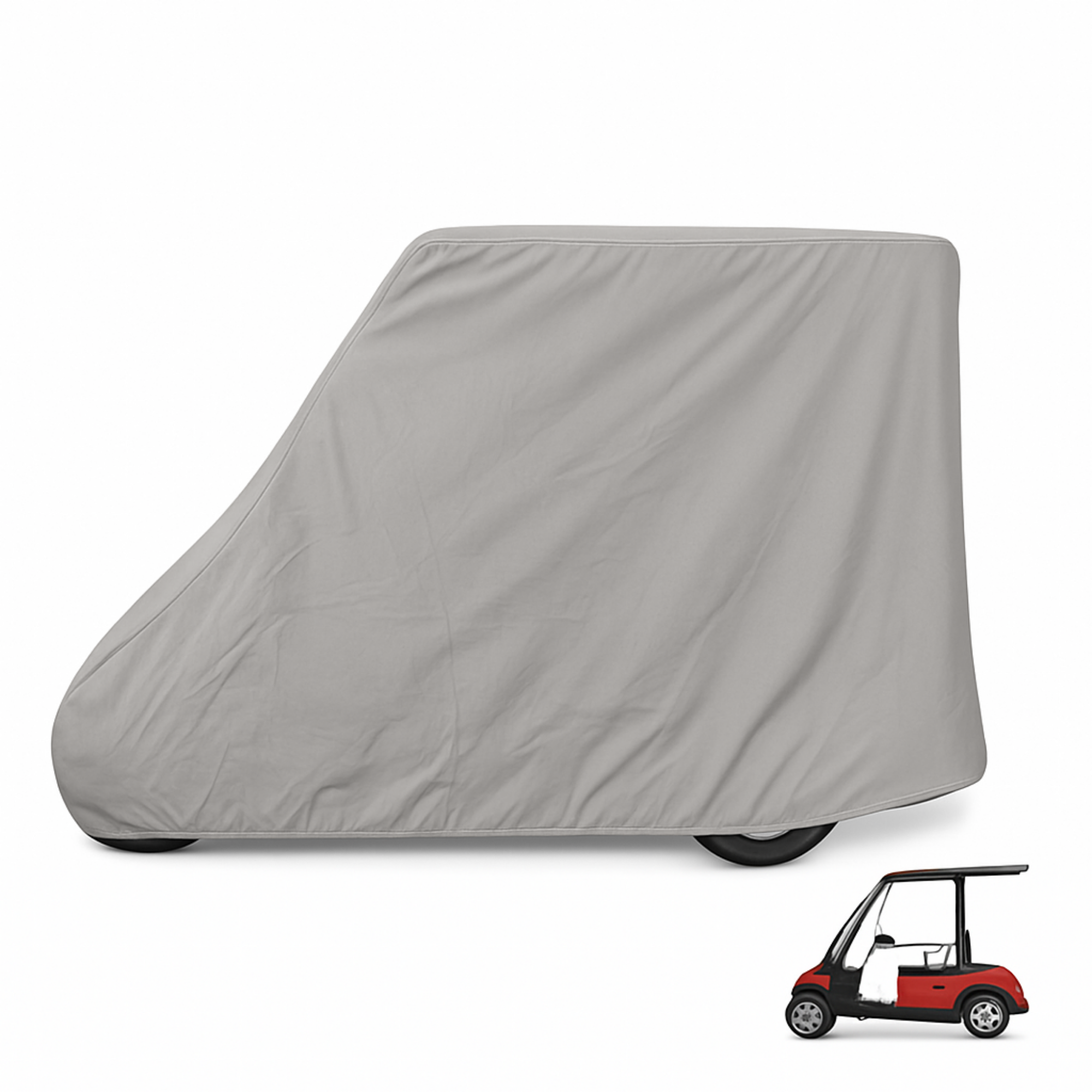 Grey 2 passenger golf cart storage cover for E-Z-GO 2FIVE with water-resistant polyester fabric and rear zipper