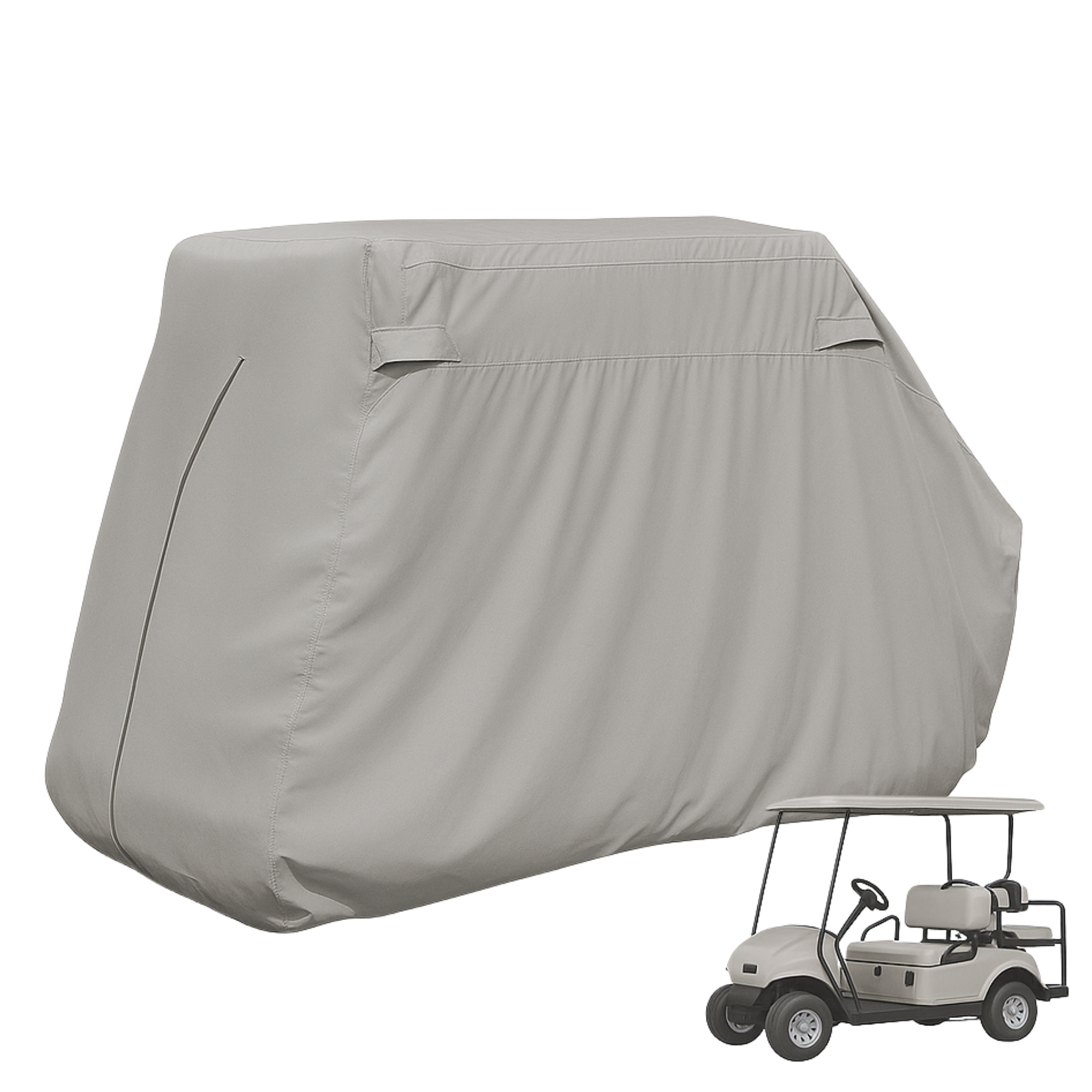 Grey 2+2 passenger golf cart storage cover for 4-seater short roof up to 58 inches, water-resistant and durable protection against weather and UV rays