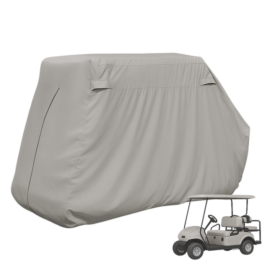 Grey 2+2 passenger golf cart storage cover for 4-seater short roof up to 58 inches, water-resistant and durable protection against weather and UV rays