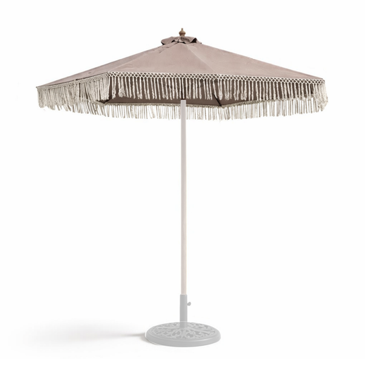9ft 8 Ribs Replacement Umbrella Canopy w/ Tassels in Taupe (Canopy Only) - Formosa Covers