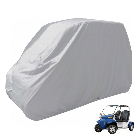 4 Passenger Golf Cart Storage Cover Exclusive for Polaris GEM e4 model with water-resistant polyester fabric and air venting.