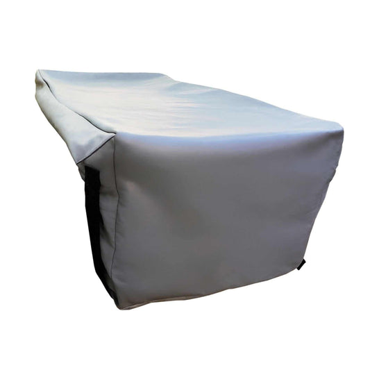 Grey vinyl outdoor built-in side burner cover with elastic hem, waterproof and soft interior lining, 13.75"W x 30"D