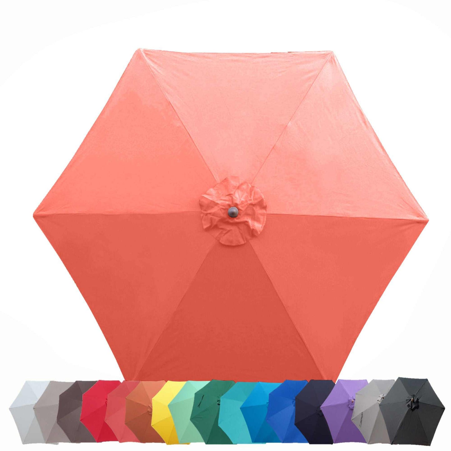 9ft Market Patio Umbrella 6 Rib Replacement Canopy Peach Coral - Formosa Covers