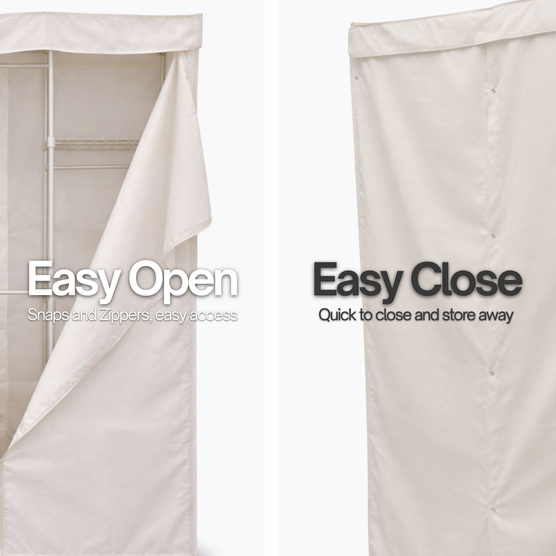 Portable Garment Rack Cover 48"W x 18"D x 75"H Off-White - Formosa Covers
