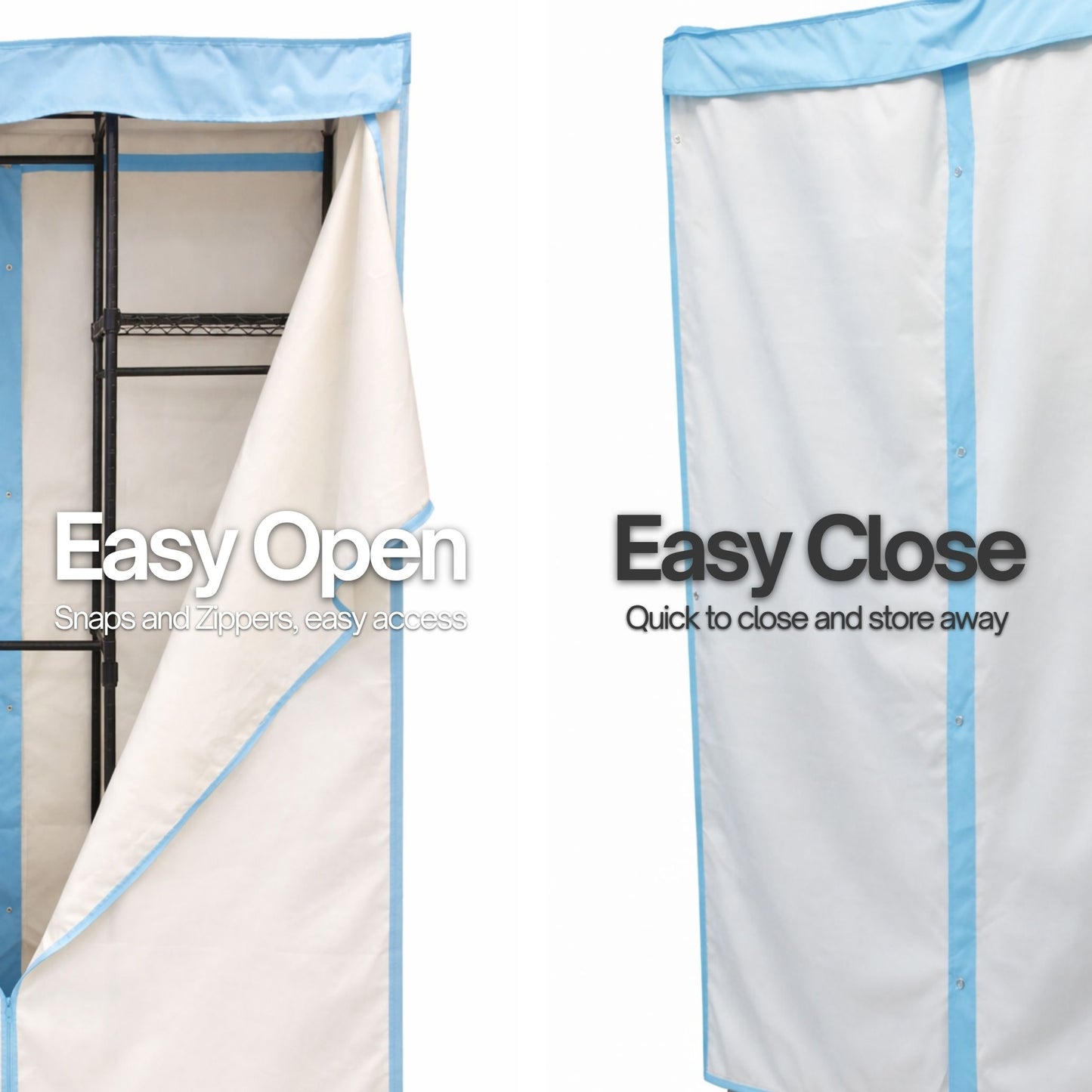 Portable Garment Rack Cover 48"W x 18"D x 75"H Off-White with Blue Trim - Formosa Covers