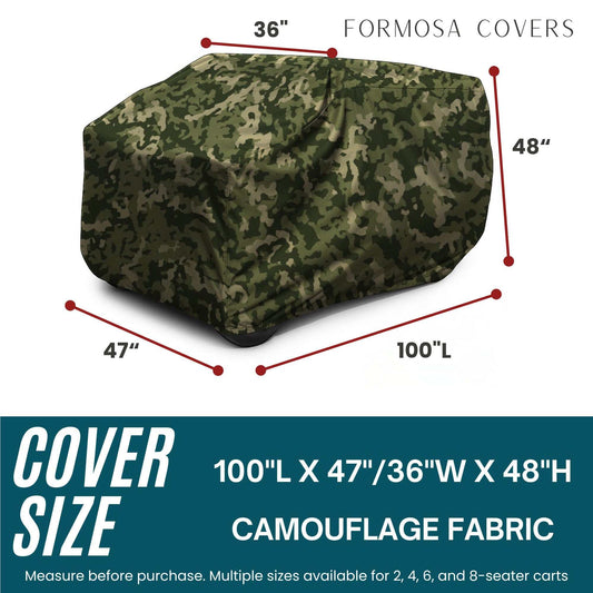 2 Passenger Golf Cart Storage Cover for Golf Carts without Roof Camouflage - Formosa Covers