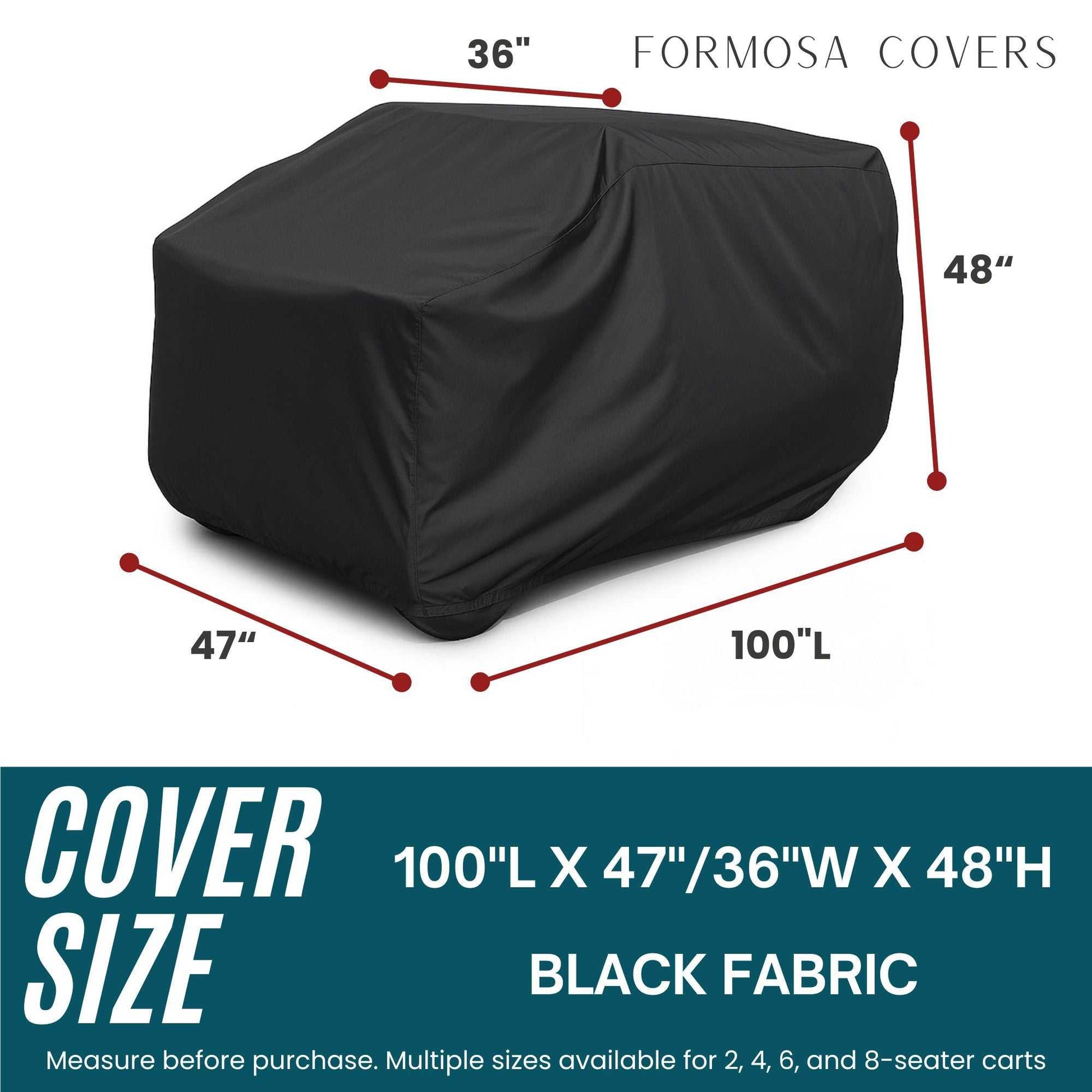 2 Passenger Golf Cart Storage Cover for Golf Carts without Roof Black