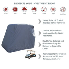 2 Passenger Golf Cart Storage Cover Grey - Covers &