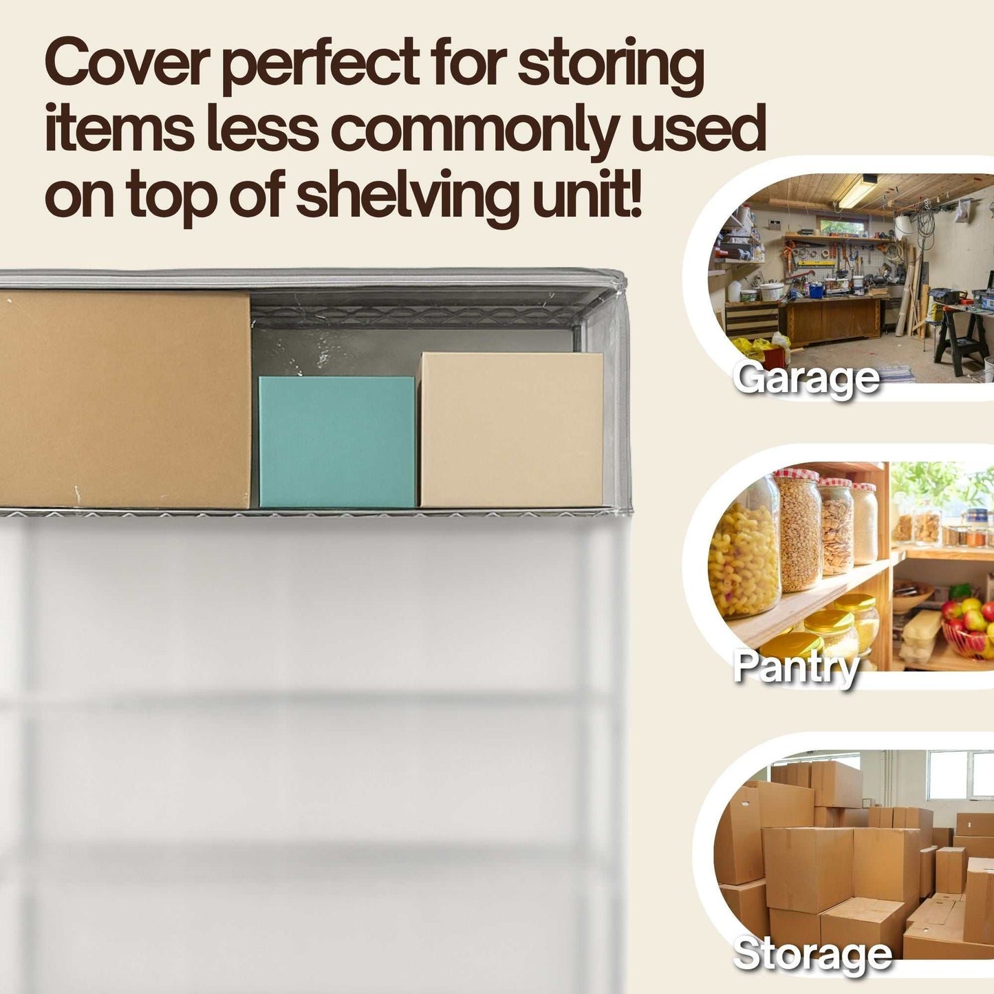 Storage Shelving Top Cover, 48"W x 18"D x 18"H, one side see through panel (Top Part ONLY) - Formosa Covers