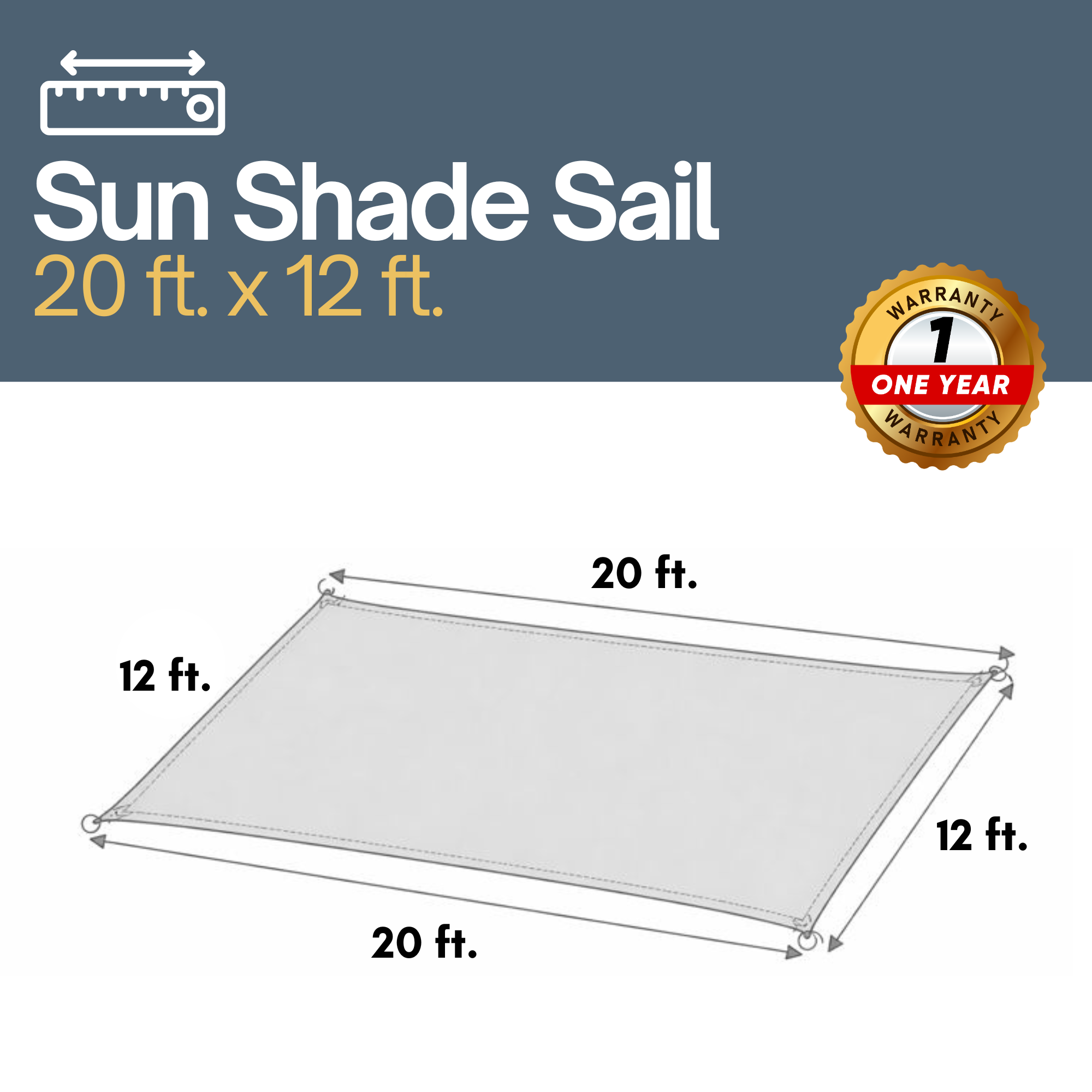 Sun Shade Screen Mesh Panel (20' x 12') with Grommets for Patio, Balconies, Gazebo & Pergola (Black Panel ONLY with Cords)