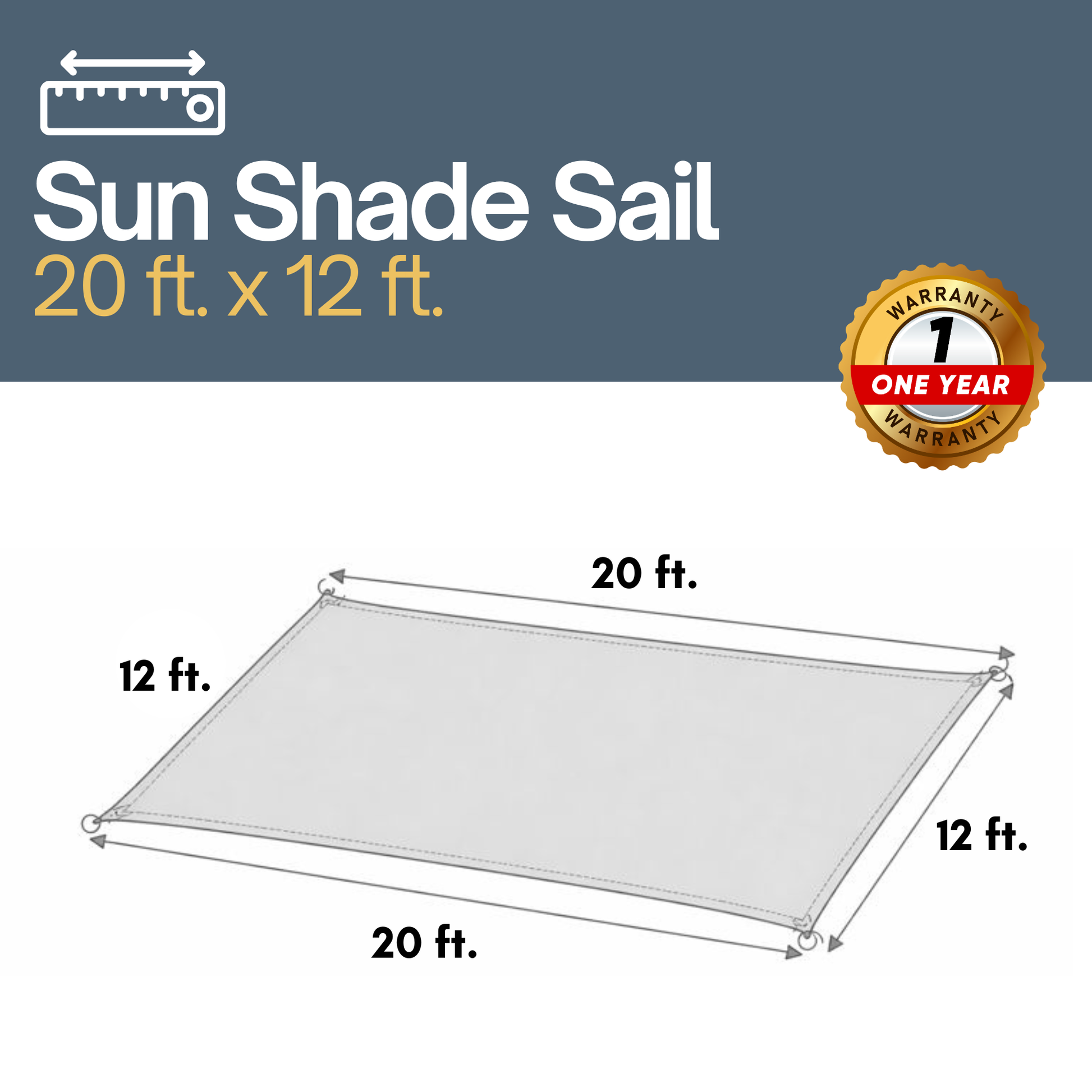 Sun Shade Screen Mesh Panel (20' x 12') with Grommets for Patio, Balconies, Gazebo & Pergola (Black Panel ONLY with Cords)