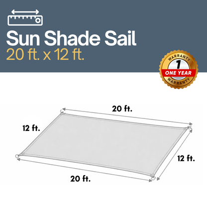 Sun Shade Screen Mesh Panel (20' x 12') with Grommets for Patio, Balconies, Gazebo & Pergola (Black Panel ONLY with Cords) - Formosa Covers