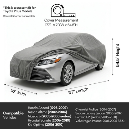 Toyota Prius Car Cover - 177"L x 70"W x 54.5"H - Charcoal Grey - Formosa Covers