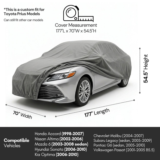 Toyota Prius Car Cover - 177"L x 70"W x 54.5"H - Charcoal Grey - Formosa Covers