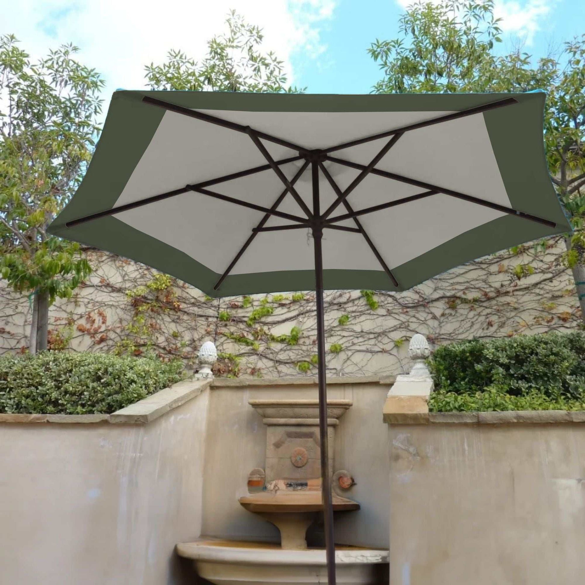 9ft Market Patio Umbrella 6 Rib Replacement Canopy Duet Sage Green