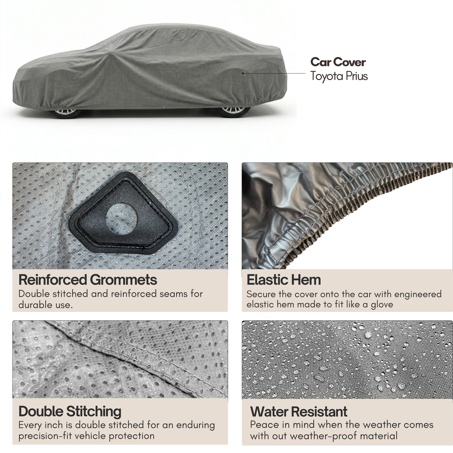 Toyota Prius Car Cover - 177"L x 70"W x 54.5"H - Charcoal Grey - Formosa Covers