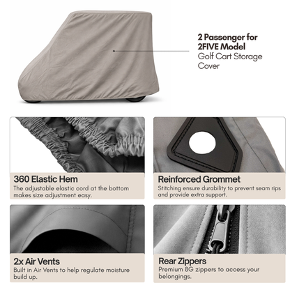 2 Passenger Golf Cart Storage Cover for E-Z-GO 2FIVE, Grey - Formosa Covers
