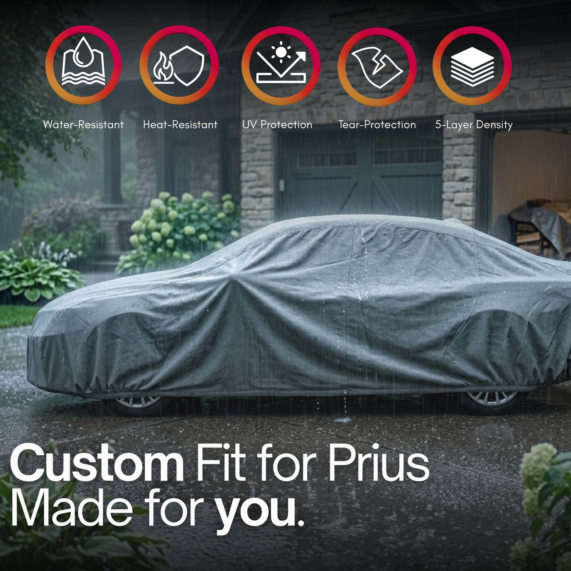 Toyota Prius Car Cover - 177"L x 70"W x 54.5"H - Charcoal Grey - Formosa Covers