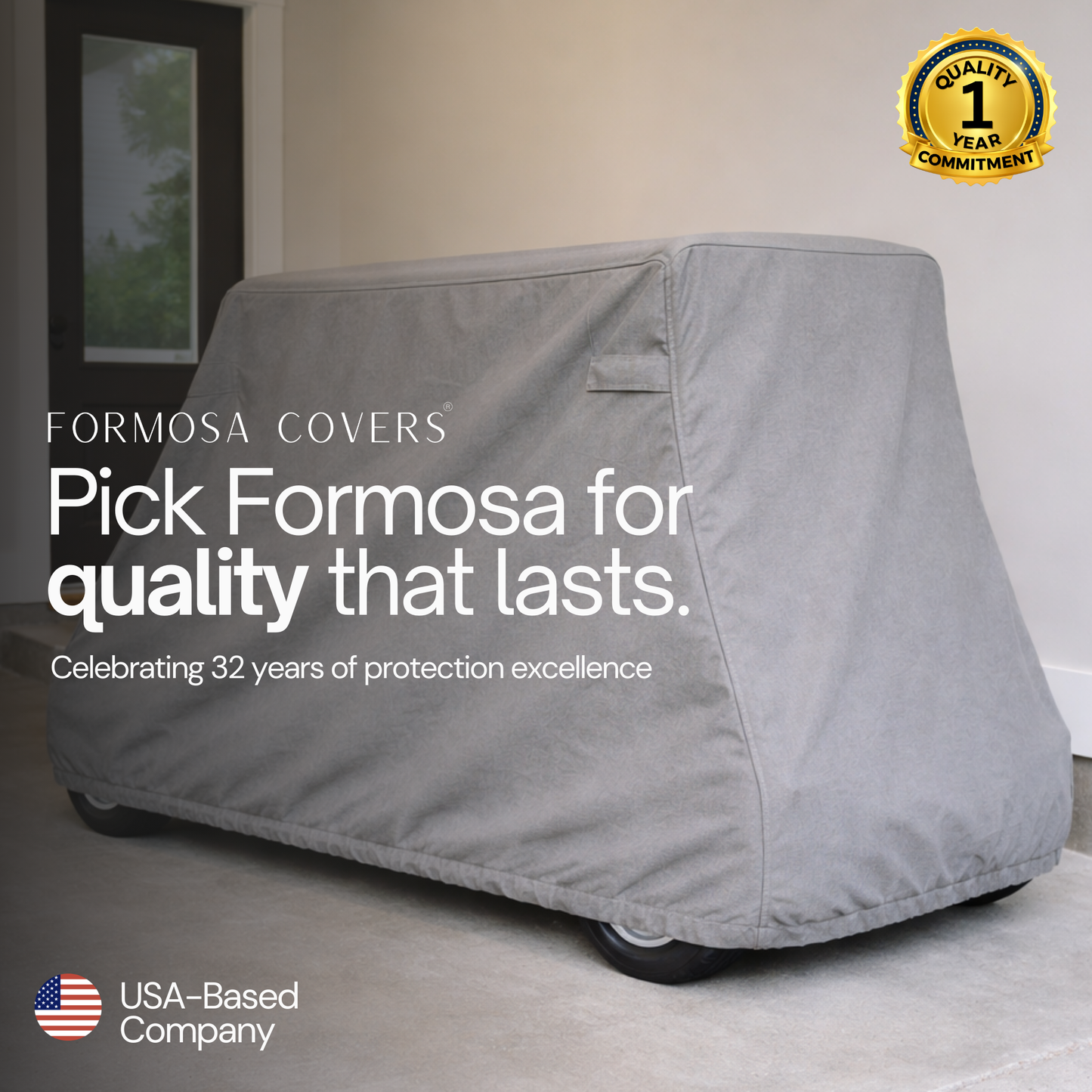 2 Passenger Golf Cart Storage Cover for E-Z-GO 2FIVE, Grey - Formosa Covers