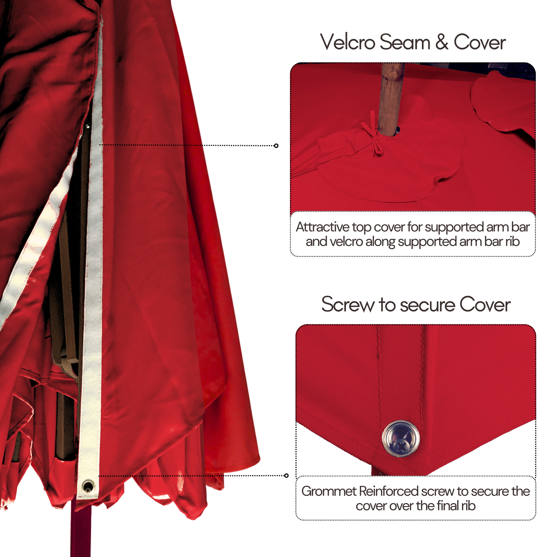 10ft Cantilever Supported Bar Umbrella 8 Rib Replacement Canopy Red - Formosa Covers