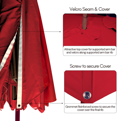 10ft Cantilever Supported Bar Umbrella 8 Rib Replacement Canopy Red - Formosa Covers