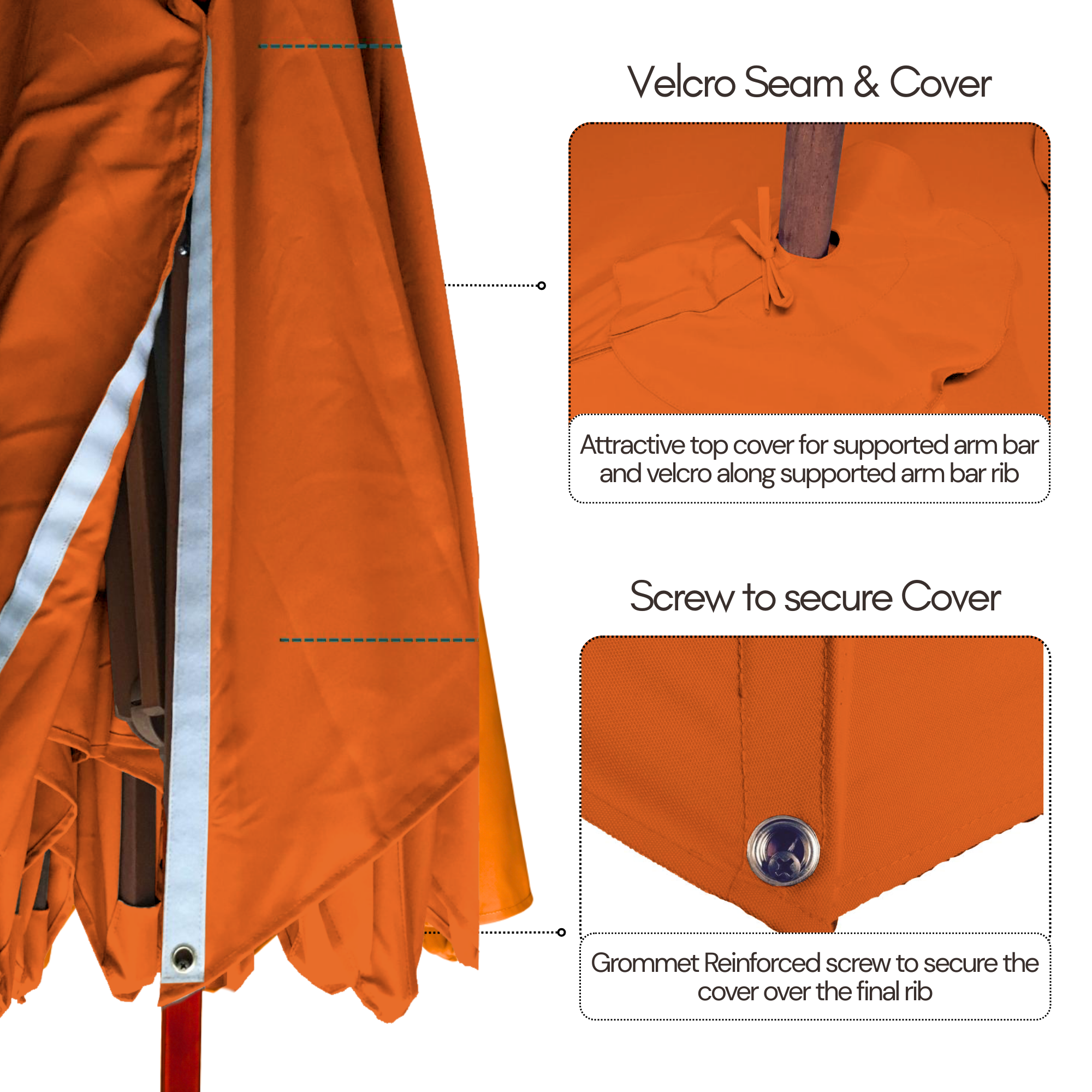 11 ft Cantilever Umbrella Replacement Canopy Supported Bar 8 Ribs Tuscan Orange - Formosa Covers