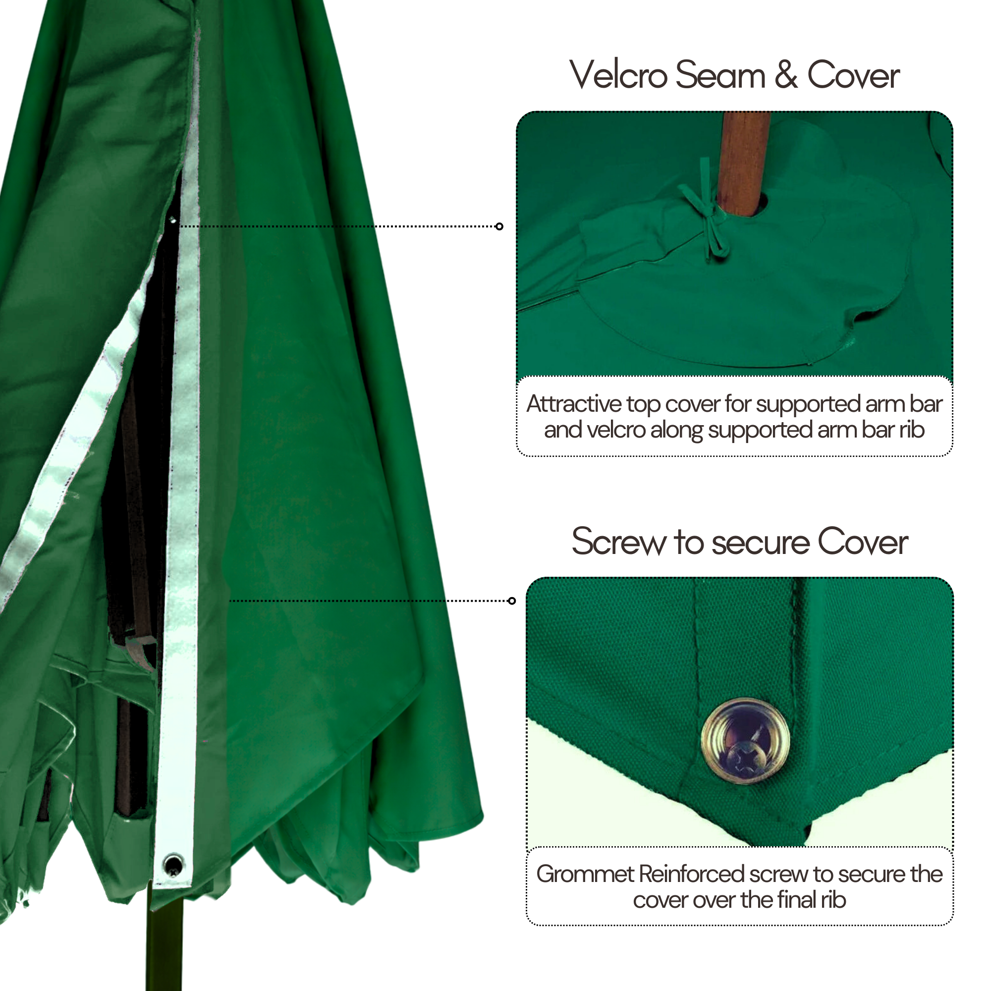 10ft Cantilever Supported Bar Umbrella 8 Rib Replacement Canopy Hunter Green - Formosa Covers
