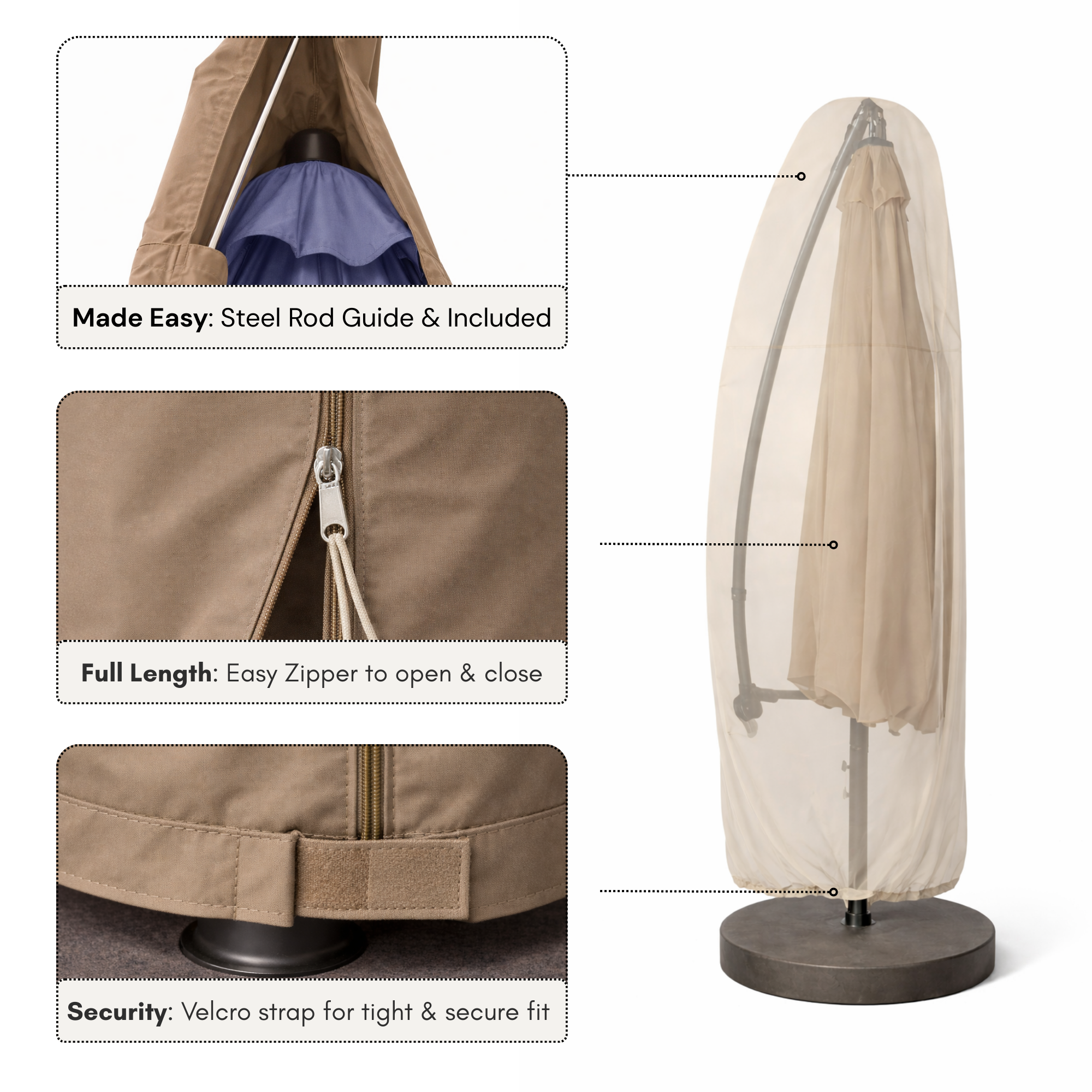 Universal Cantilever Offset Patio Umbrella Cover in Classic Taupe - Formosa Covers