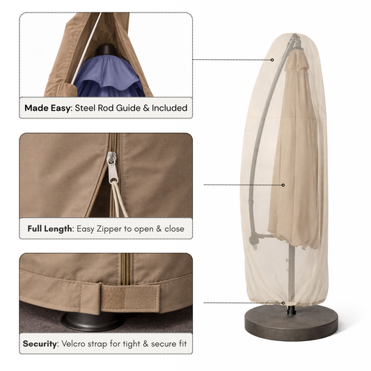 Universal Cantilever Offset Patio Umbrella Cover in Classic Taupe - Formosa Covers