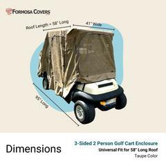 4 Passenger Golf Cart Driving Enclosure Cover (2 Passenger Short Roof 58