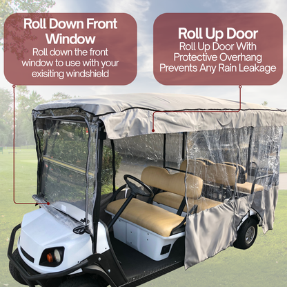 6 Passenger Driving Enclosure Golf Cart Cover fits EZGO 4+2 Bench - Formosa Covers