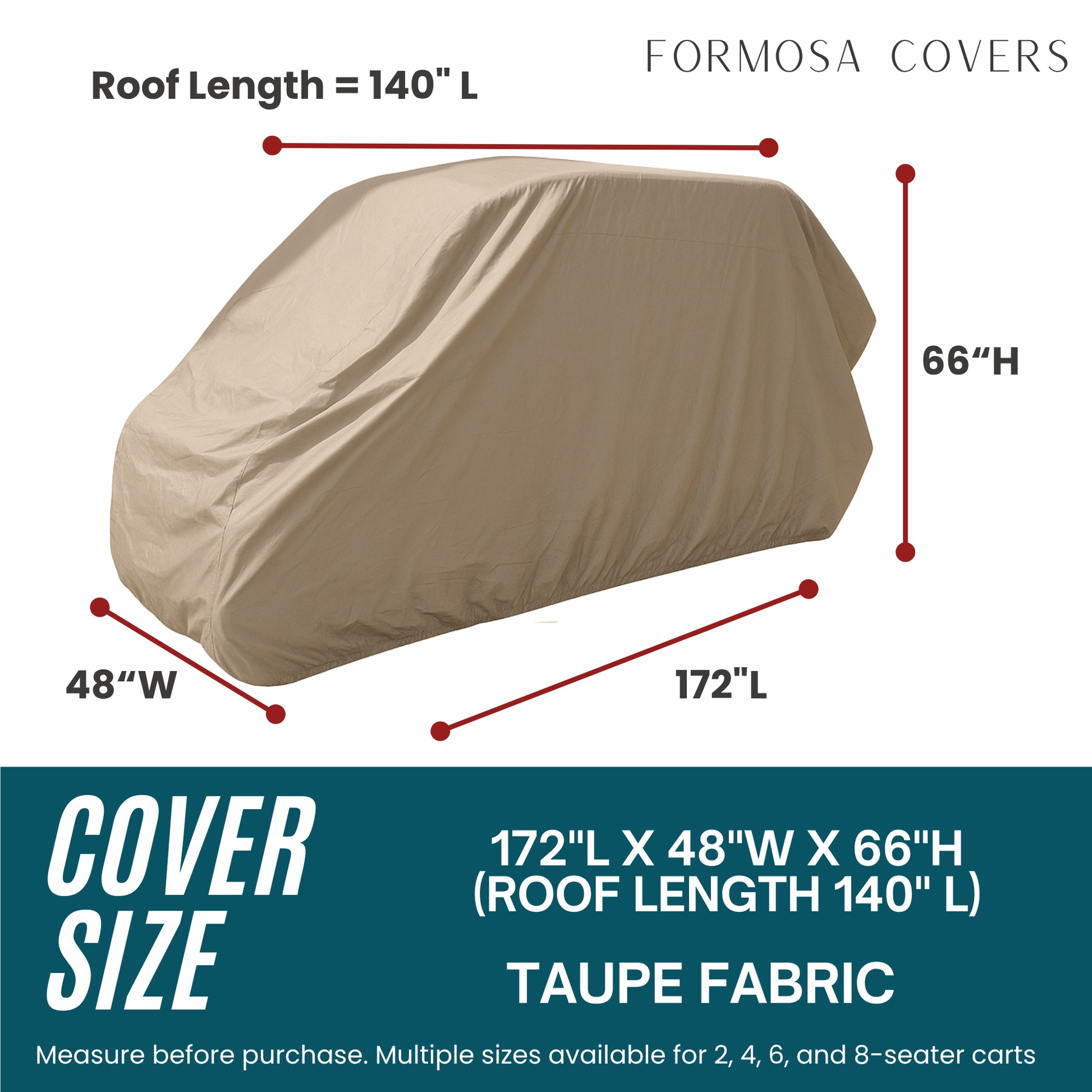 8 Passenger Golf Cart Storage Cover Taupe