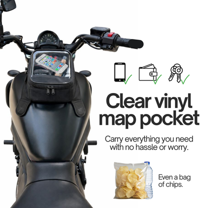 Magnetic Motorcycle Tank Bag with Window: Black, Universal Fit, 10 Liter Capacity, Water-Resistant - Formosa Covers