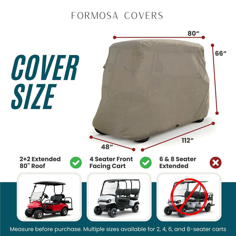 4 Passenger Golf Cart Storage Cover (4 Seater Long Roof 80") Taupe