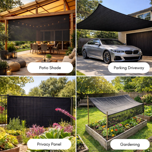 Sun Shade Screen Mesh Panel (12' x 8') with Grommets for Patio, Balconies, Gazebo & Pergola (Black Panel ONLY with Cords)