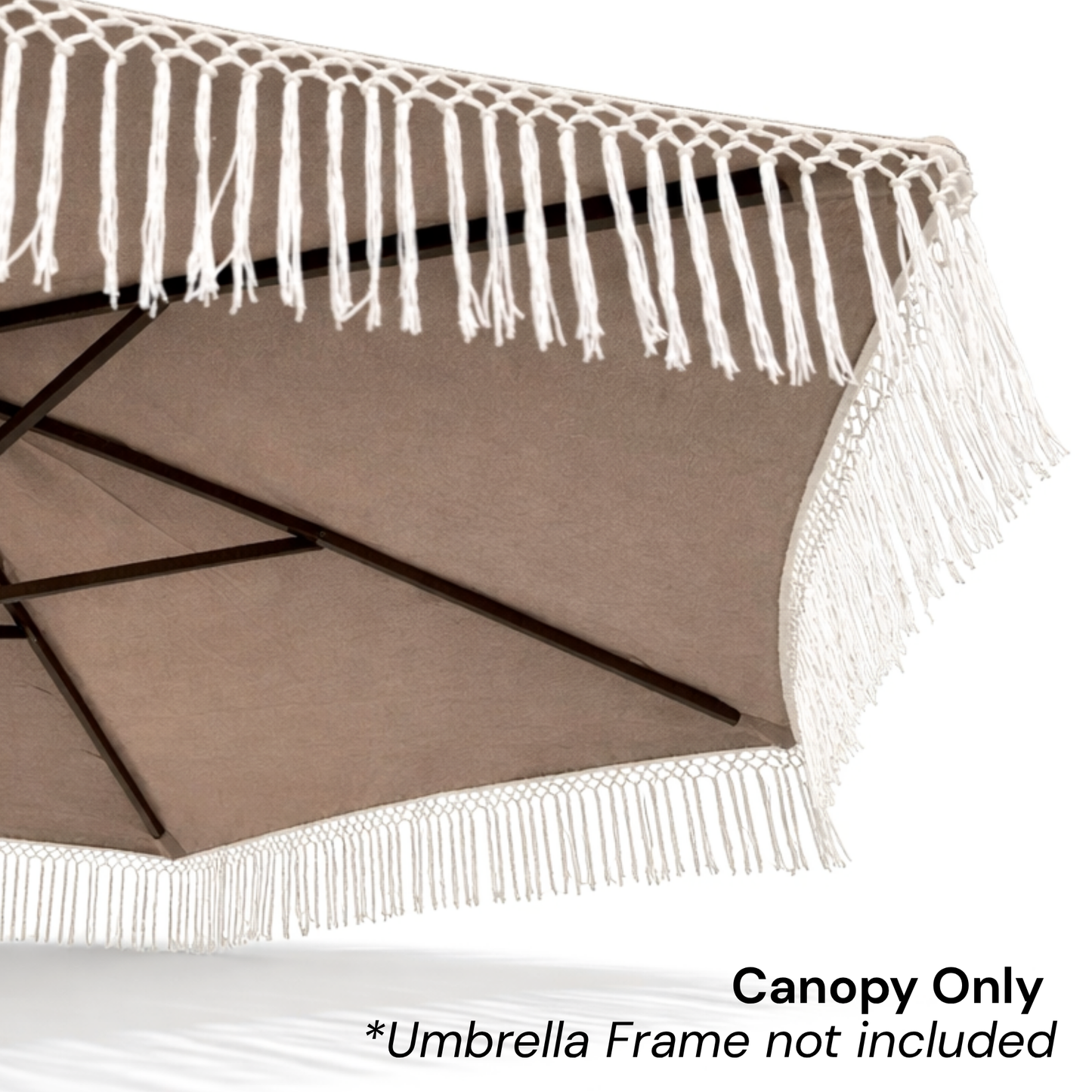 9ft 8 Ribs Replacement Umbrella Canopy w/ Tassels in Taupe (Canopy Only) - Formosa Covers