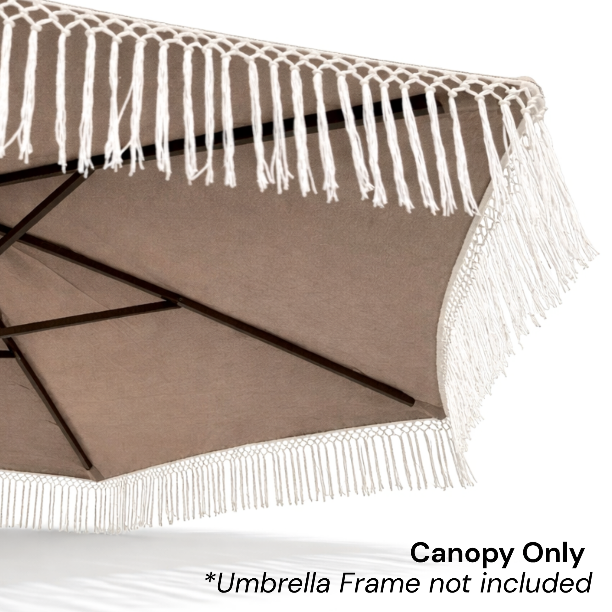 9ft 8 Ribs Replacement Umbrella Canopy w/ Tassels in Taupe (Canopy Only) - Formosa Covers